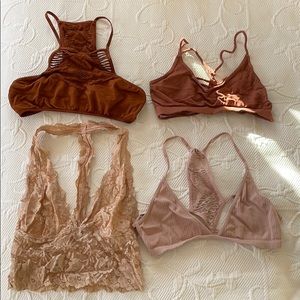 4 PACK. Free People Bralettes. Size XS.